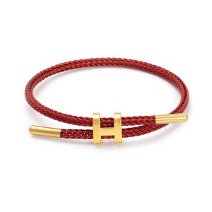 Wholesale Waterproof Adjustable Gold plated Stainless Steel H buckle Braided Wire <b>rope</b> Bracelet - Product Image 6