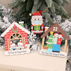 Nouveaux ornements en bois peints, décorations de Noël, décorations pour sapin de Noël, ornements créatifs en forme de masque pour personnes âgées. - Product Image 3