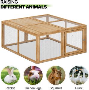 Foldable Wooden Small Animal Playpen With Wire Mesh and Expandable Design for Outdoor Indoor <strong>Pet</strong> <strong>Run</strong> Use - Product Image 3