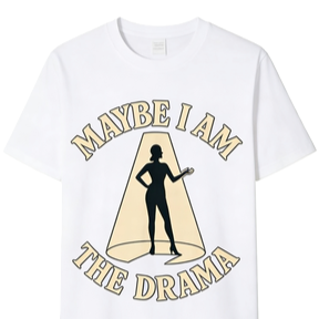 Maybe I Am The Drama T-shirt graphique pour homme avec slogan audacieux et silhouette en coton à manches courtes - Product Image 5