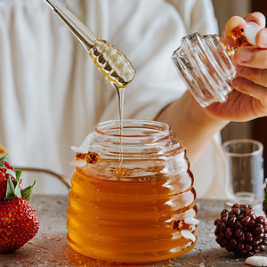 Tarro de miel de almacenamiento de vidrio transparente de borosilicato de 500ml con cucharón y tapa para cocina miel caramelo té café Bar contenedor - Product Image 5