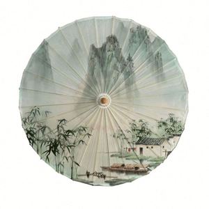 84CM Handmade <b>Bamboo</b> Paper Umbrella Elegant Straight Design Oilpaper <b>Panel</b> for Weddings Painted Techniques Party Style Hand Fan - Product Image 1