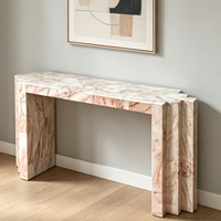 Table console moderne réglable en marbre rose avec rangement pour salon, meubles de maison