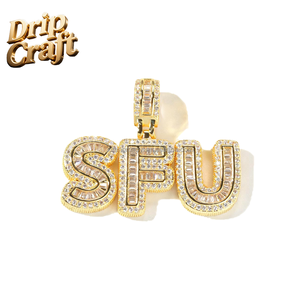 Collar de cadena unisex de cobre chapado en oro con colgante de letra <span class=keywords><strong>DIY</strong></span> estilo DC Drip Hip Hop <span class=keywords><strong>Rock</strong></span> Candy, personalizable con circonita - Product Image 3