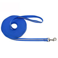 Fournitures de chasse pour chien en plein air 5M réfléchissant PVC enduit plat longue laisse de suivi souple une poignée rubans décoratifs de marche en métal