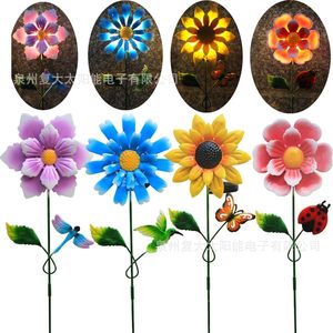 Lampes solaires de jardin FD en fer forgé, piquets décoratifs en forme de fleur, lampes LED en forme de tournesol, pour l'extérieur, la cour, les allées - Product Image 3