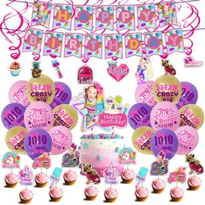 Décorations de fête <span class=keywords><strong>JoJo</strong></span>, fournitures de fête d'anniversaire <span class=keywords><strong>JoJo</strong></span>, comprennent une bannière, des ballons, un topper pour gâteau et cupcakes, pour les filles, thème Siwa, fête X4234 - Product Image 1