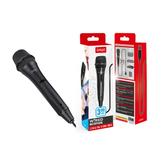 Ipega PG-9209 USB 2.0 Wired Gamepad Microphone 3m Cable Black for for Wii U Universal Karaoke Singing Chatting Mic