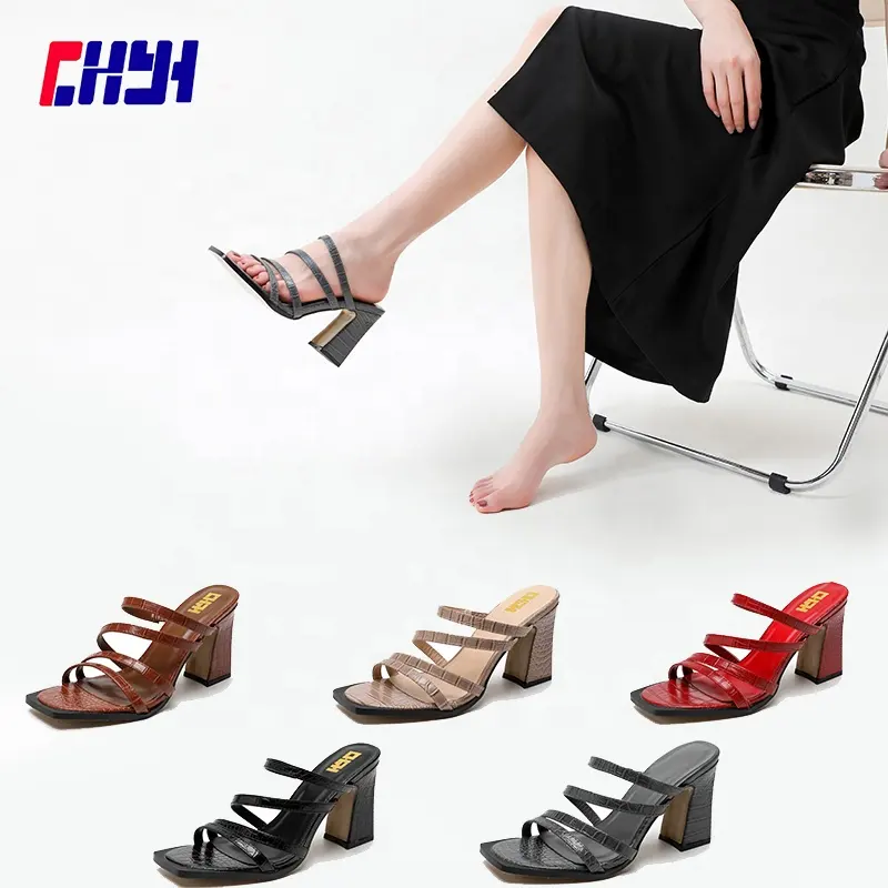 Custom Cheap Red Block Square Heels High Heel Pump Shoes Breathable Women Wedge Sandals For Women And Ladies