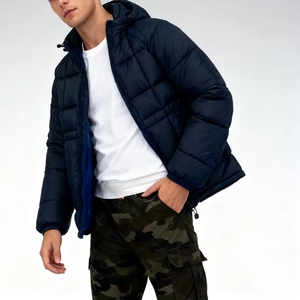 Vestes d'hiver décontractées pour hommes avec logo personnalisé, fabrication en usine, col à capuche luxueux en duvet 80%, fermeture éclair, bouton A - Product Image 5