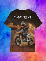 T-shirt graphique personnalisé pour moto tout-terrain OEM, avec nom et texte sur mesure, pour homme, décontracté, à manches courtes, pour la course moto