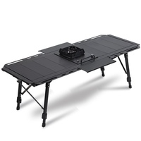 Table de camping en aluminium IGT Outdoor à hauteur réglable semi-automatique pour le glamping, table de cuisson portable multifonctionnelle