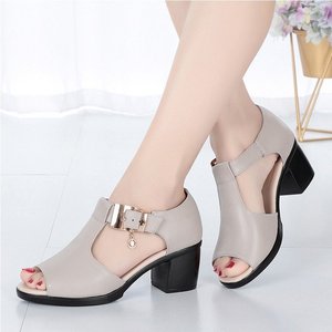 <span class=keywords><strong>Sandali</strong></span> con Punta Aperta da <span class=keywords><strong>Donna</strong></span>, Nuova Collezione Estiva, Scarpe con <span class=keywords><strong>Tacco</strong></span> <span class=keywords><strong>Medio</strong></span> a Blocco per <span class=keywords><strong>Donna</strong></span>, Calzature per Signore di Mezza Età - Product Image 5