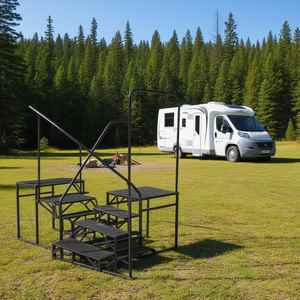 Escalones portátiles de metal de 3 peldaños DB RV para exteriores, para autocaravanas, camiones, jacuzzis, montaje lateral, impermeables - Product Image 2