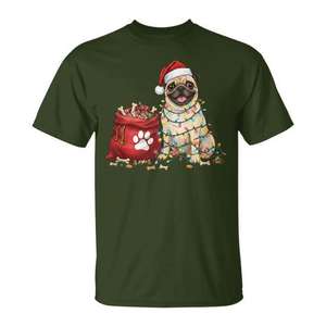 Camiseta Happy Pug con luces navideñas para mamá y papá de perros Pug - Product Image 1