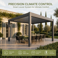 Villa Garden - Terrasse extérieure - Gazebo en aluminium à lames orientables - Toit bioclimatique imperméable avec fonction de commande à distance