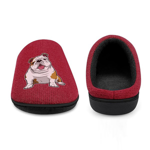 Simpatiche pantofole da <span class=keywords><strong>uomo</strong></span> in cotone lavorate a maglia con stampa Bulldog inglese Memory Foam <span class=keywords><strong>calde</strong></span> pantofole Casual per la casa - Product Image 5