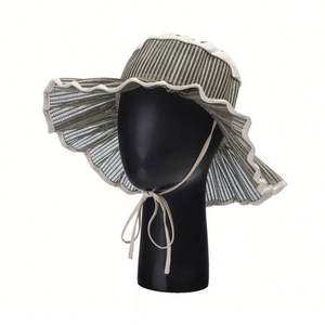 Sombrero de Sol Plegable de Ala Ancha para Mujer, Moderno y a la Moda, para Verano y Otoño, Fácil de Transportar, con Correa Plisada, de Lujo, para la Playa - Product Image 3