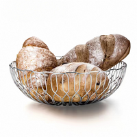 Cesta Redonda de Alambre Metálico Premium, Organizador de Cocina Multiusos Resistente para Almacenar Frutas, Pan, Verduras y Aperitivos