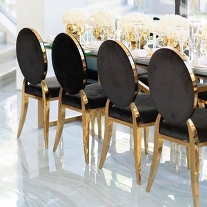 Chaise de banquet empilable en métal Louis à dossier rond pour hôtel, mobilier d'extérieur commercial de luxe à prix abordable pour mariage - Product Image 6