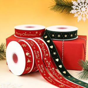 <span class=keywords><strong>Cinta</strong></span> de Terciopelo de Poliéster Brillante de 25 mm, sin Elástico, en Dorado y Plateado, <span class=keywords><strong>para</strong></span> Decoración Navideña y Manualidades - Product Image 5