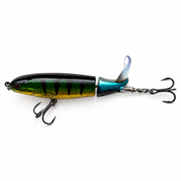 LUSHAZER Leurre de pêche segmenté 100mm 13g, flottant, avec queue à hélice, hameçon triple, pour pêche en surface, pour Black-bass, Brochet, Perche