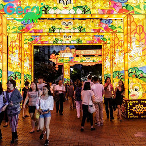 GECAI - Farol de Exterior Hecho a Mano con Marco de Hierro y Seda de Alta Calidad, Estilo Chino - Product Image 3