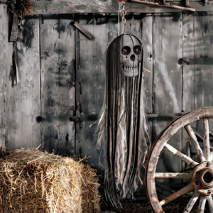 Halloween <b>Light</b> <b>Up</b> Skull Hanging Ornaments Spooky Ghost House Decor Props For Outdoor Scene Decoration - Product Image 4