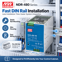 Alimentation électrique industrielle MEANWELL NDR-480-48 48V sur rail DIN 480W PFC pour systèmes de contrôle de machines