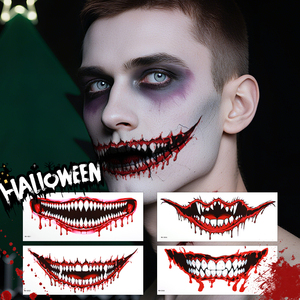 Halloween <span class=keywords><strong>horreur</strong></span> <span class=keywords><strong>Thriller</strong></span> corps Art démon grande bouche temporaire tatouage autocollant transfert d'eau impression étanche pour la décoration - Product Image 2