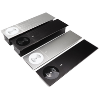 Prise de courant de bureau en aluminium avec couvercle coulissant, chargeur sans fil, 2 prises, prise de charge de bureau compatible US/EU/AU/CN/UK