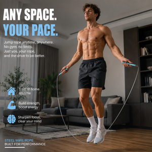 <span class=keywords><strong>Cuerda</strong></span> para Saltar de Velocidad MOGOLD con Mango de Aluminio y Cable de Acero Recubierto de PVC para Boxeo y Entrenamiento Crossfit - Product Image 6
