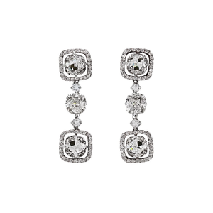 Orecchini pendenti di lusso da donna in argento 925 con cristalli e strass, montatura geometrica, gioielli da sposa, colore champagne bianco - Product Image 1