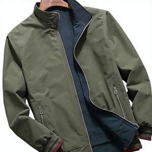 Chaqueta Bomber Verde Oliva para Hombre, Cortavientos, Transpirable, Casual, con Cierre, Cuello Mao, Exterior de Poliéster, Corte Regular para Invierno - Product Image 4