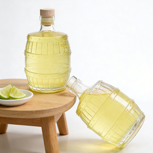 Nouvelle conception, <span class=keywords><strong>bouteille</strong></span> en verre <span class=keywords><strong>vide</strong></span> de 500 ml en forme de baril, ronde, <span class=keywords><strong>pour</strong></span> liqueur, <span class=keywords><strong>vin</strong></span>, gin, whisky, vodka, tequila, avec <span class=keywords><strong>bouchon</strong></span> en liège - Product Image 3