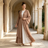 personnalisé vente en gros dubai dames élégant plaine enveloppement manches longues musulman Maxi modeste robe pour les femmes