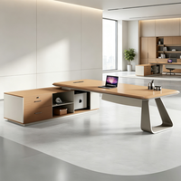 Bureau de direction en PVC imperméable, de luxe, en forme de L, avec tiroirs verrouillables intégrés