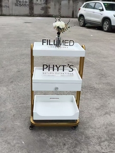 L High-End Original Light Luxury <b>Trolley</b> for Beauty Salon Skin Management Car with Wooden Storage Shelf Metal Plastic <b>Tool</b> Car - Product Image 6