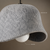 Lustre LED industriel pour plafond, en feutre PET, absorption acoustique, blanc chaud (3500K), corps rouge/gris, CRI 90, éclairage pour la maison et le bureau