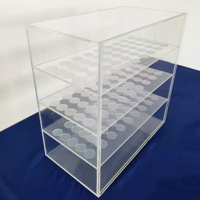 3 Tier Acrylic Essential Oil Bottle Display Case with Sliding Door Custom Acrylic Medicine Bottles Display Cabinet