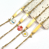 Bracelet en acier inoxydable incurvé gravé personnalisé avec breloque couronne, nom sur mesure, bijou fantaisie DIY, cadeau, vente en gros
