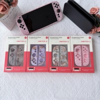 Coque de jeu en TPU violet hydrographique pour Switch 2 – Skins personnalisés par transfert d'eau – Design antichoc et souple