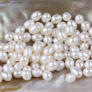 Perles d'eau douce de forme de riz blanches de 6-7 mm, perles naturelles en vrac pour la fabrication de bijoux - Product Image 2