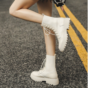 Bottines à talon bas épais tendance pour femmes, style chaussette - Product Image 5