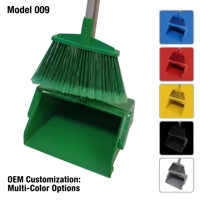 Ensemble balai et pelle à poussière sur pied avec grattoir à dents, en fer et plastique, portable, à long manche, pour le nettoyage des sols domestiques