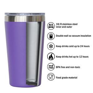 Gobelet de voyage isotherme à double paroi en acier inoxydable 12oz/16oz avec couvercle et paille anti-fuite sans BPA, personnalisable avec logo, portable - Product Image 6
