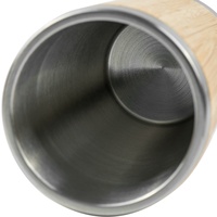 Tasses promotionnelles de voyage de café d'acier inoxydable tasse en bambou isolée par double paroi