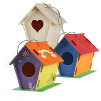 Bricolage en gros, Kit de maison d'oiseau, artisanat d'art, jouet pour enfants, bricolage maison d'oiseau en bois