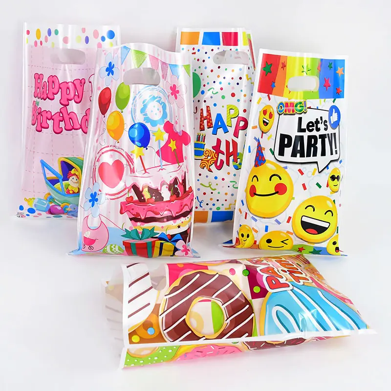 Customized Plastic Gift Bags Custom Printed Charm Gift Dots Plastic Child Party Boy Girl Kids Birthday Party Favors Supplies Decor Candy Bag