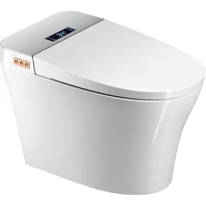 New Design Dual Core Speed Heat Continuous Flushing Siphonic Jet S-trap Automatic 1 Piece Intelligent Toilet